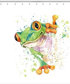 Frog Fabric Shower Curtain, Artistic Bathroom Decoration with Lovely Animal Design