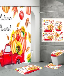 Fruit Thanksgiving Pumpkin Bathroom Shower Curtain - Perfect for Autumn Decor