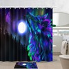 Full Moon Wolf Roar Shower Curtain for Bathroom Decor, Fabric