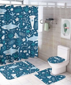 Fun Sharks and Weed Shower Curtain for Waterproof and Playful Bathroom Decor
