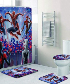 Fun Spider-Man Miles Gwen Bathroom Shower Curtain for Cartoon Bathroom Decor