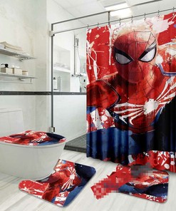 Fun Spider-man Shower Curtain Mat Bath Fans' Gifts for Themed Bathroom Decor 