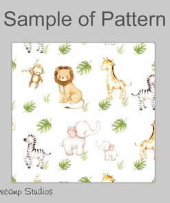 Fun Watercolor Safari Animals Shower Curtain for Jungle Bathroom Kids Room Decor