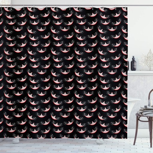 Funky Cheshire Cat Kitten Shower Curtain for Alice in Wonderland Bathroom Decor