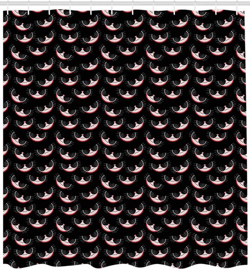 Funky Cheshire Cat Kitten Shower Curtain for Alice in Wonderland Bathroom Decor