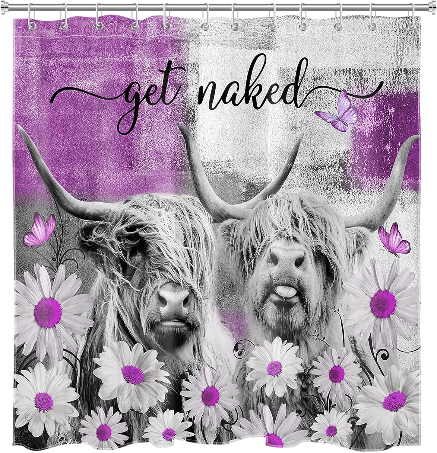 Funny Animal Frog Squirrel Fabric Shower Curtain with Aesthetic Boho Moon Black for Bathroom