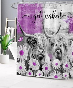 Funny Animal Frog Squirrel Fabric Shower Curtain with Aesthetic Boho Moon Black for Bathroom