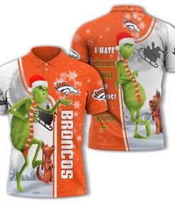 Funny Christmas The Grinch Denver Broncos NFL I Hate Morning People Shirt Gifts 3D All Over Print Polo Shirt - Perfect Fan Gift