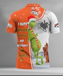Funny Christmas The Grinch Denver Broncos NFL I Hate Morning People Shirt Gifts 3D All Over Print Polo Shirt - Perfect Fan Gift