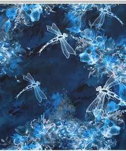 Funny Dragonfly and Flowers Watercolor Shower Curtain - Bathroom Decoration