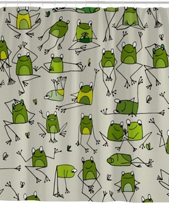 Funny Frogs Pattern Bath Shower Curtain Bathroom Accessories Decoration
