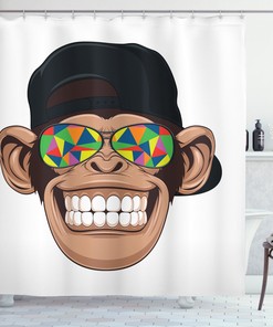 Funny Hipster Animal Print Monkey Shower Curtain - A Cool Addition to Your Bathroom Decor
