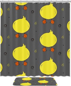 Funny Pattern Yellow Duck Shower Curtain for Kids Bathroom Decor