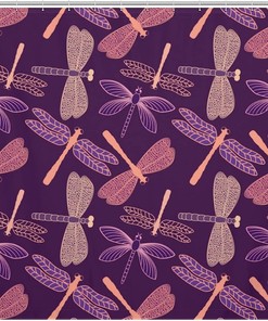 Funny Purple Dragonfly Bathroom Shower Curtain - Perfect Home Decoration 