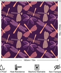 Funny Purple Dragonfly Bathroom Shower Curtain - Perfect Home Decoration