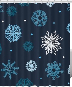 Funny Snowflakes Winter Fabric Shower Curtain for Bathroom Decor