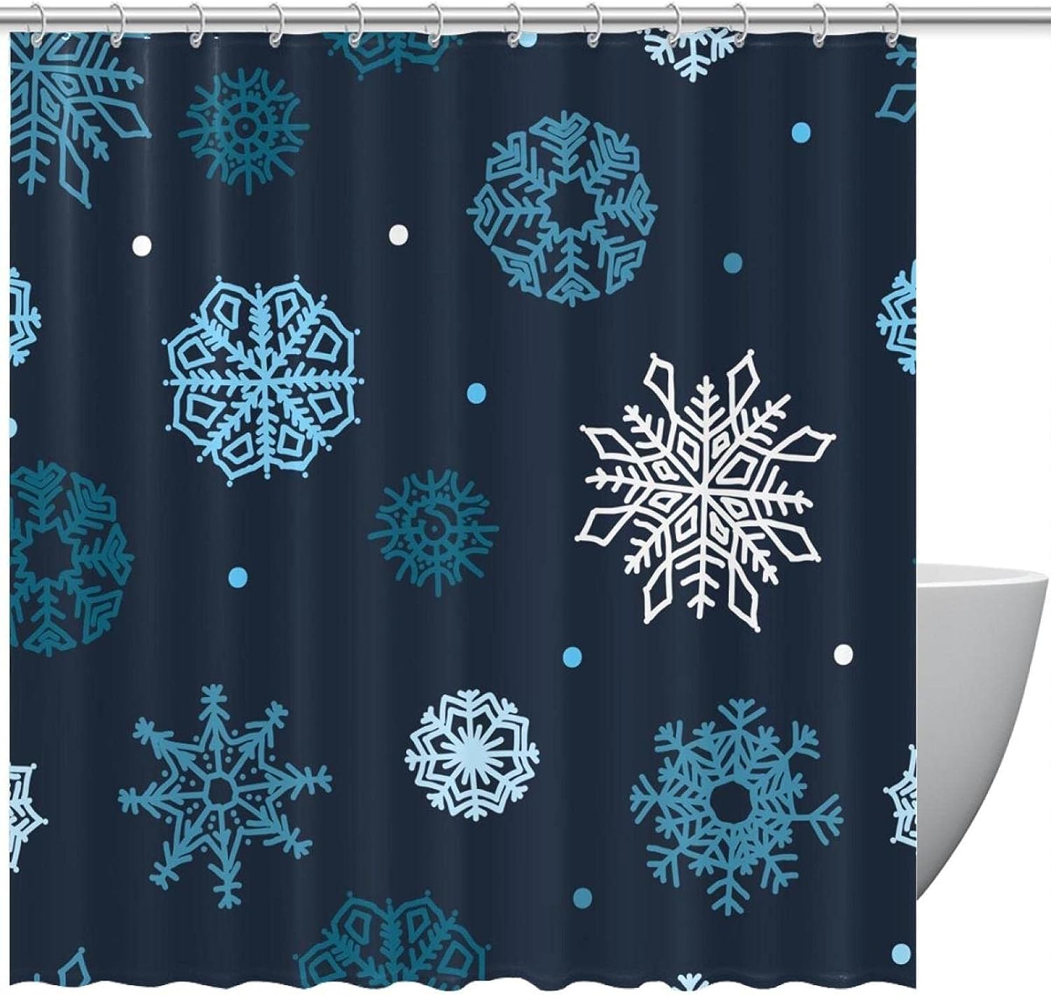 Funny Snowflakes Winter Fabric Shower Curtain for Bathroom Decor