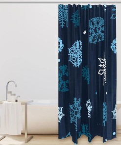 Funny Snowflakes Winter Fabric Shower Curtain for Bathroom Decor