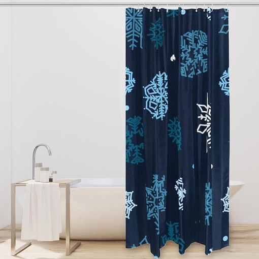 Funny Snowflakes Winter Fabric Shower Curtain for Bathroom Decor