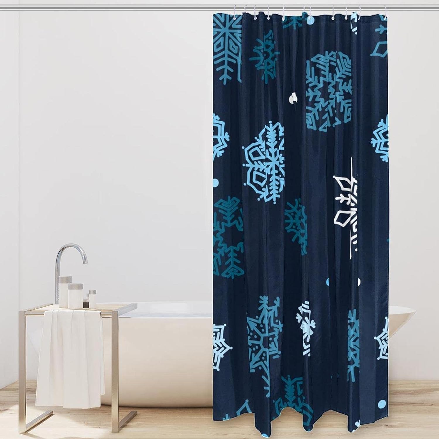 Funny Snowflakes Winter Fabric Shower Curtain for Bathroom Decor