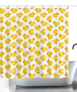 Funny Yellow Rubber Duck Shower Curtain - Kids Curtain - Cute Duck Lover Gift - Bathroom Decor