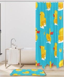 Funny and Durable Yellow Rubber Duck Shower Curtain - Waterproof Bath Accessory - Bathroom Decor