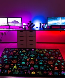 Futuristic Space Invaders Holographic Area Rug for Home Decoration