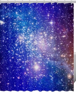 Galaxy Stars and Space Fabric Shower Curtain for Bathroom Decor