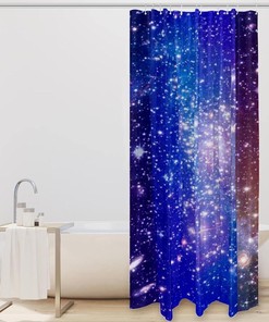 Galaxy Stars and Space Fabric Shower Curtain for Bathroom Decor
