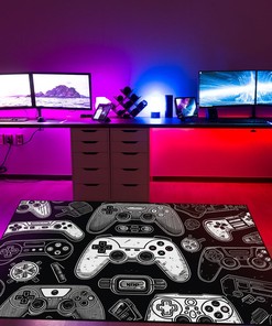Game Controller Pattern Area Rug - Perfect for Gamers and Retro Enthusiasts