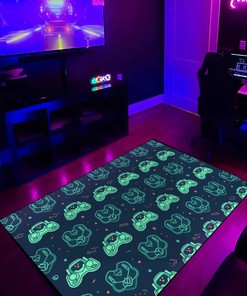 Gamepad Pattern, Repeating Arcade Carpet for Bedroom