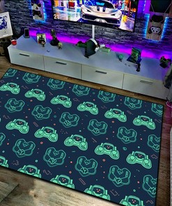 Gamepad Pattern, Repeating Arcade Carpet for Bedroom