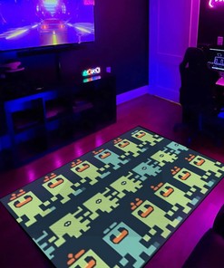 Gamer Rug for Bedroom, Arcade Pattern Rug, Personalized Area Rug for Bedroom
