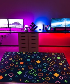 Gamercore Geometric Arcade Pattern Rug for Living Room