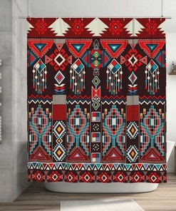 Geometric Aztec Shower Curtain for Ethnic Bathroom Decor
