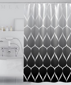 Geometric Bathroom Shower Curtain in Black and White, Chic Fabric Bath Curtain - Bathroom Accessory Home Decor 
