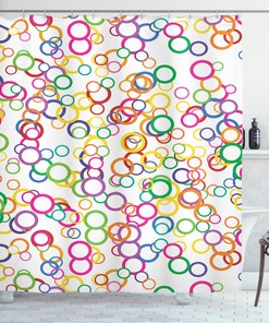 Geometric Circle Print Shower Curtain - Colorful and Modern