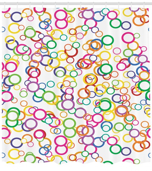 Geometric Circle Print Shower Curtain - Colorful and Modern