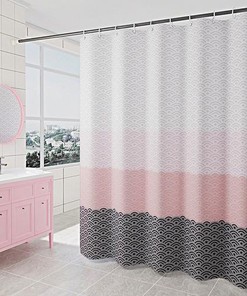 Geometric Color Block Bath Curtain for Modern Bathroom Decor