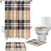 Geometric Line Stripe Plaid Shower Curtain with Durable Waterproof for Bathroom Decor and Home Decor