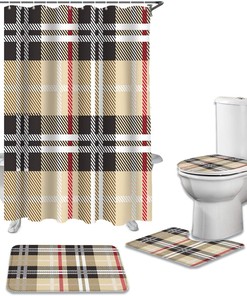 Geometric Line Stripe Plaid Shower Curtain with Durable Waterproof for Bathroom Decor and Home Decor