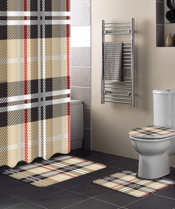 Geometric Line Stripe Plaid Shower Curtain with Durable Waterproof for Bathroom Decor and Home Decor