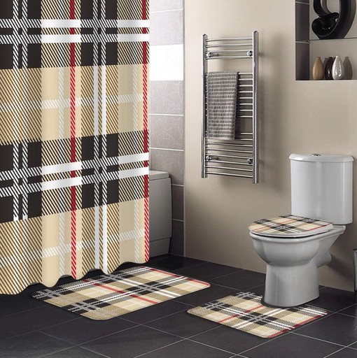 Geometric Line Stripe Plaid Shower Curtain with Durable Waterproof for Bathroom Decor and Home Decor