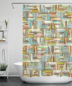 Geometric Pattern Shower Curtain - Rustic Farmhouse Bathroom Decor
