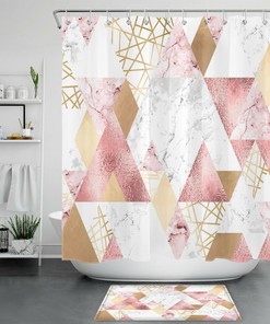 Geometric Rose Gold Shower Curtain - Modern Bathroom Decor