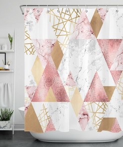 Geometric Rose Gold Shower Curtain - Modern Bathroom Decor