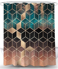 Geometric Simple Shower Curtain for Sleek and Modern Bathroom
