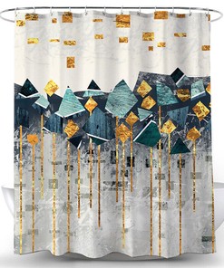 Geometric Simple Shower Curtain for Sleek and Modern Bathroom