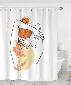 Geometric Woman Body Shower Curtain for Modern Bathroom Decor