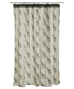 Giraffe Print Geometric Shower Curtain - Animal Bathroom Decor
